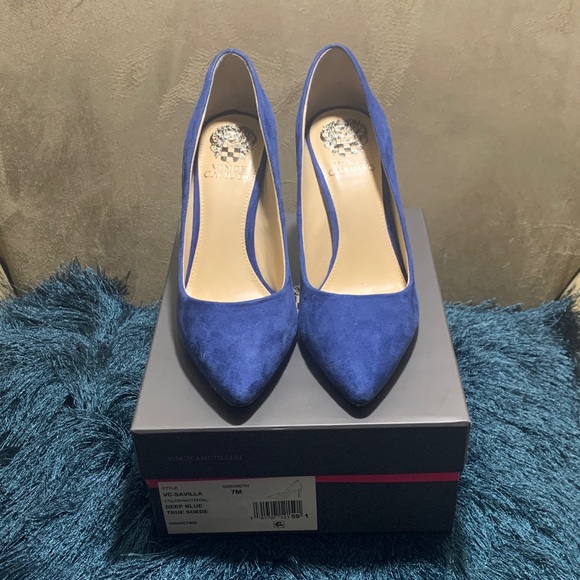 Blue Suede Women's Heels - Picture 2 of 4